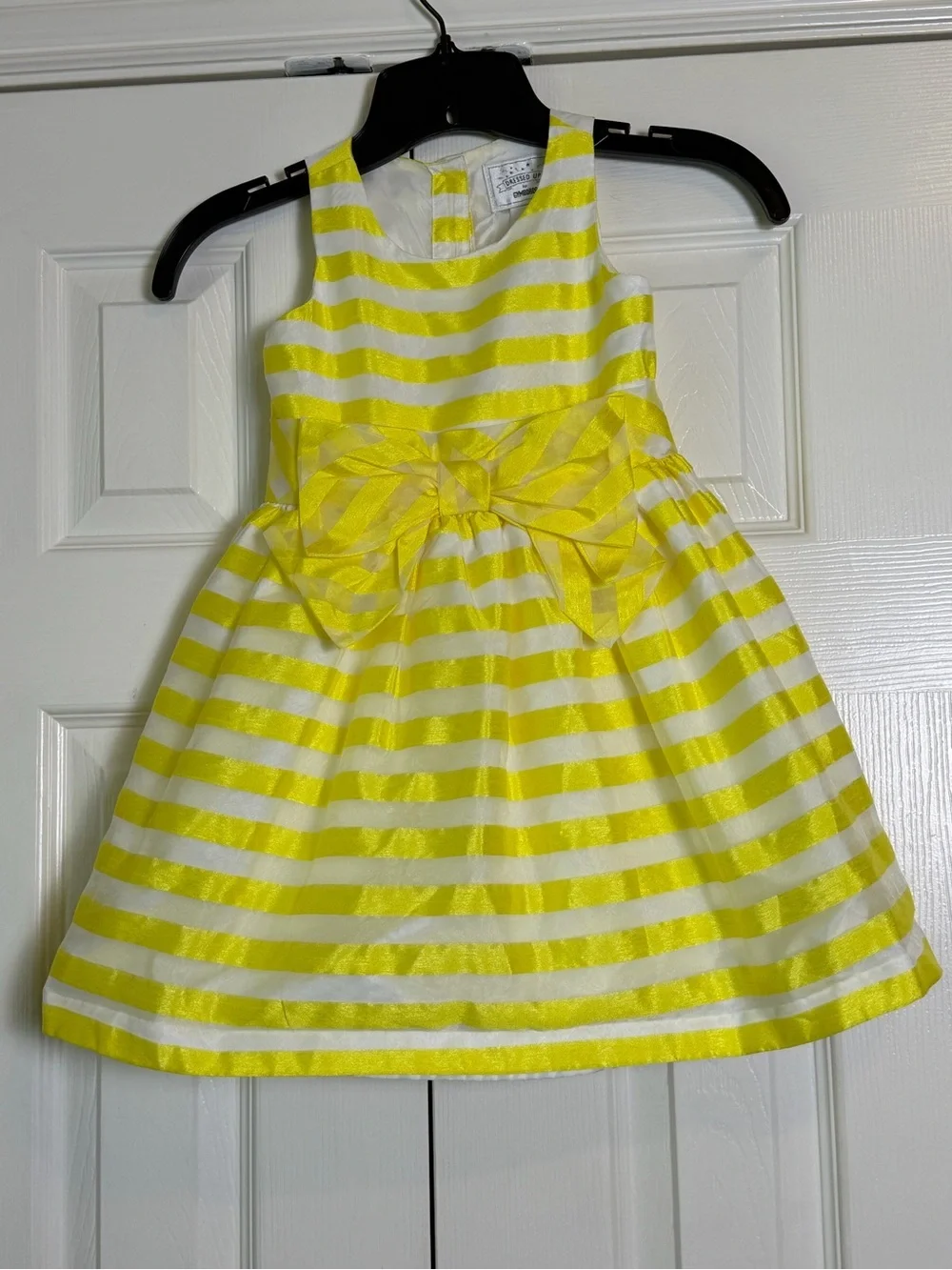 Girls Gymboree Yellow and White Striped Bow Party Dress-summer wedding